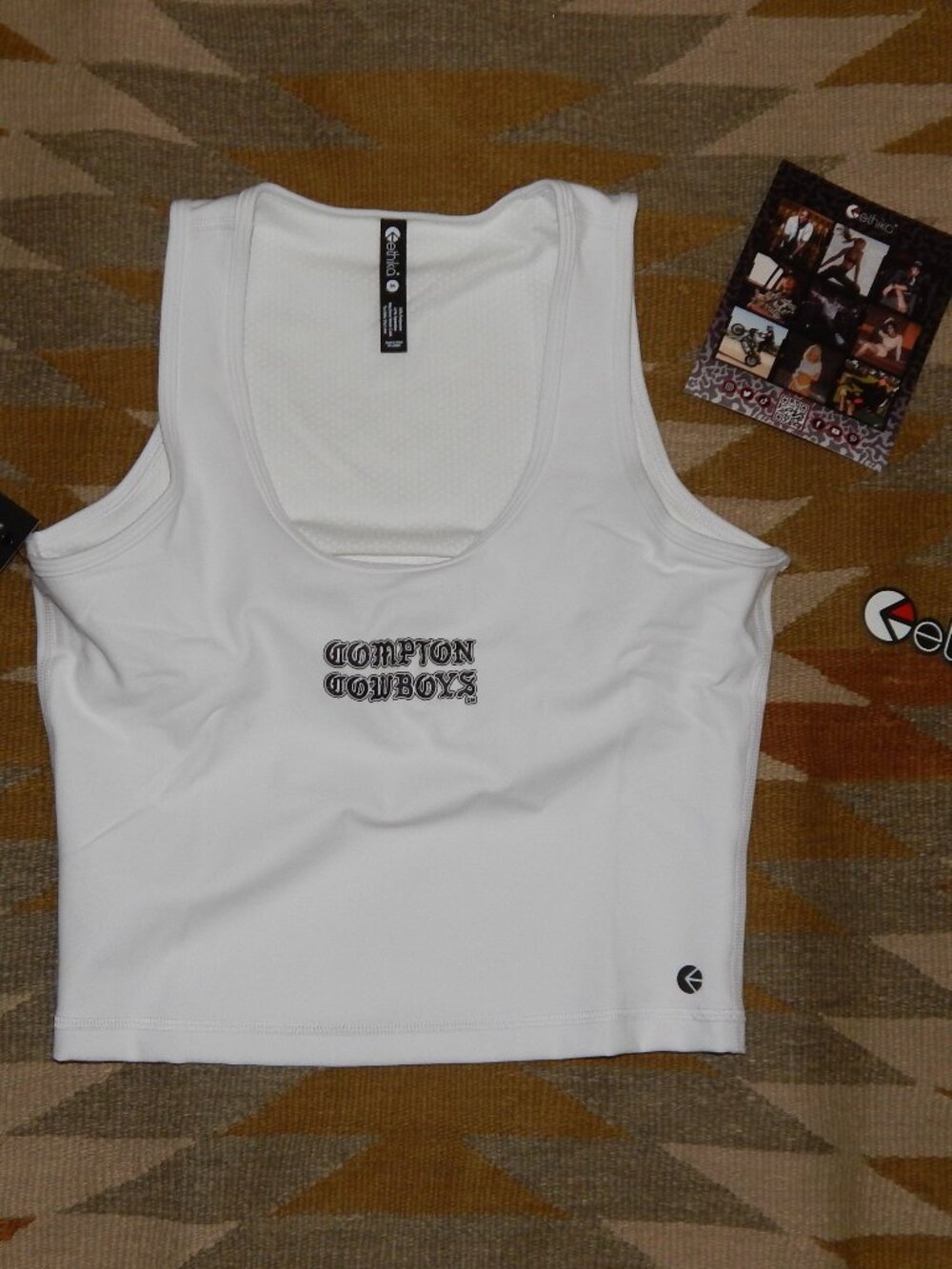 Ethika Women's M White Compton Cowboys Black Lettering Long Line Sport Bra NWT